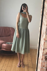 PRE ORDER - Sage Green Lady Dress with Detachable Bow