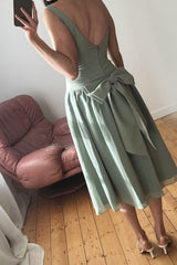 PRE ORDER - Sage Green Lady Dress with Detachable Bow